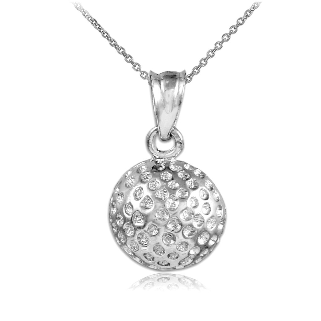 925 Sterling Silver Golf Ball Sports Pendant Necklace 84$